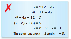Big Ideas Math Algebra 1 Solutions Chapter 10 Radical Functions and Equations 10.3 12