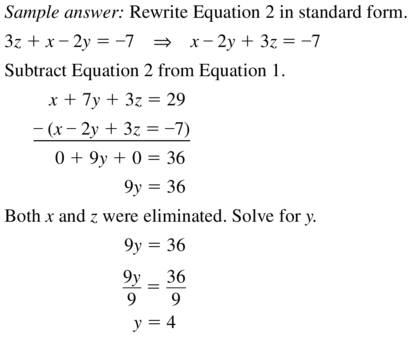 Big Ideas Math Algebra 1 Answers Chapter 5 Solving Systems of Linear Equations 5.3 Question 35.1