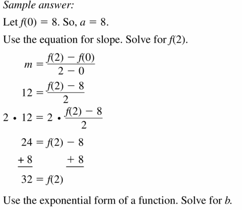 Big Ideas Math Algebra 1 Answers Chapter 6 Exponential Functions and Sequences 6.3 Question 63.1