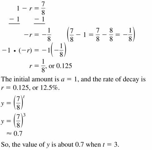 Big Ideas Math Algebra 1 Answers Chapter 6 Exponential Functions and Sequences 6.4 Question 25