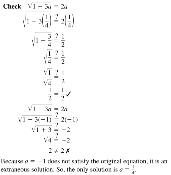 Big Ideas Math Algebra 1 Solutions Chapter 10 Radical Functions and Equations 10.3 a 51.2