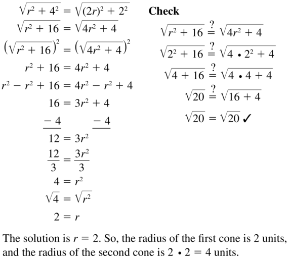 Big Ideas Math Algebra 1 Solutions Chapter 10 Radical Functions and Equations 10.3 a 71