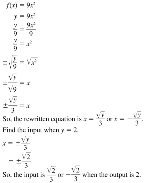 Big Ideas Math Answer Key Algebra 1 Chapter 10 Radical Functions and Equations 10.4 a 13