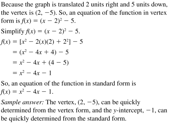 Big Ideas Math Answer Key Algebra 1 Chapter 8 Graphing Quadratic Functions 8.4 a 75