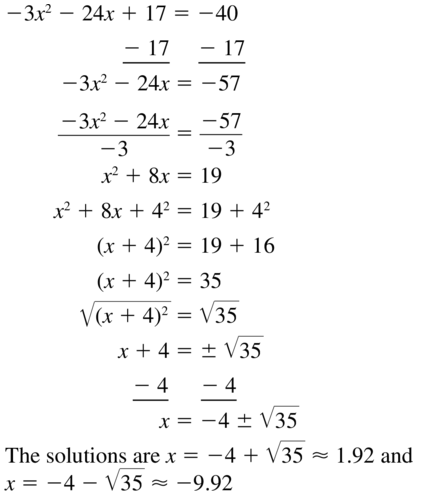 Big Ideas Math Answer Key Algebra 1 Chapter 9 Solving Quadratic Equations 9.4 a 29
