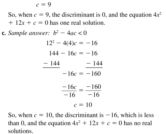 Big Ideas Math Answers Algebra 1 Chapter 9 Solving Quadratic Equations 9.5 a 59.2