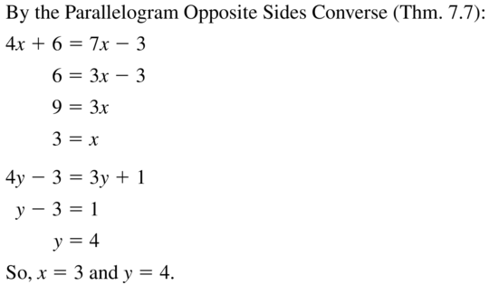 Big Ideas Math Geometry Answer Key Chapter 7 Quadrilaterals and Other Polygons 7.3 a 11