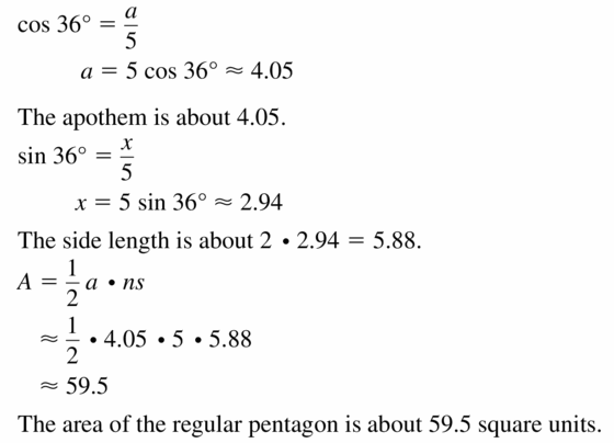 Big Ideas Math Geometry Answers Chapter 11 Circumference, Area, and Volume 11.3 Ques 37.2