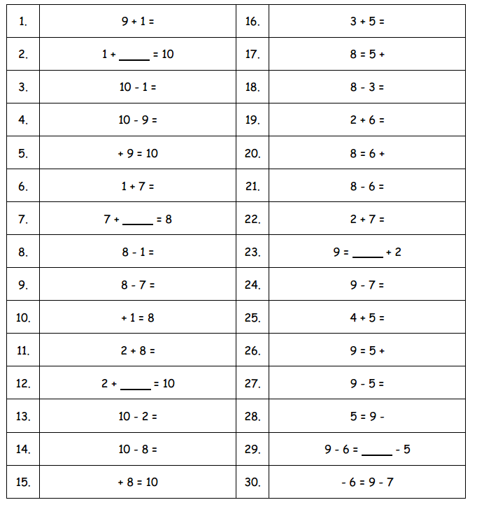 Engage NY Math 1st Grade Module 5 Lesson 1 Sprint Answer Key 10