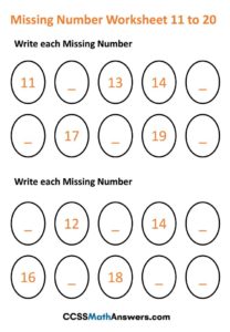 Worksheet on Missing Number 11 to 20 | Fill in the Missing Number ...