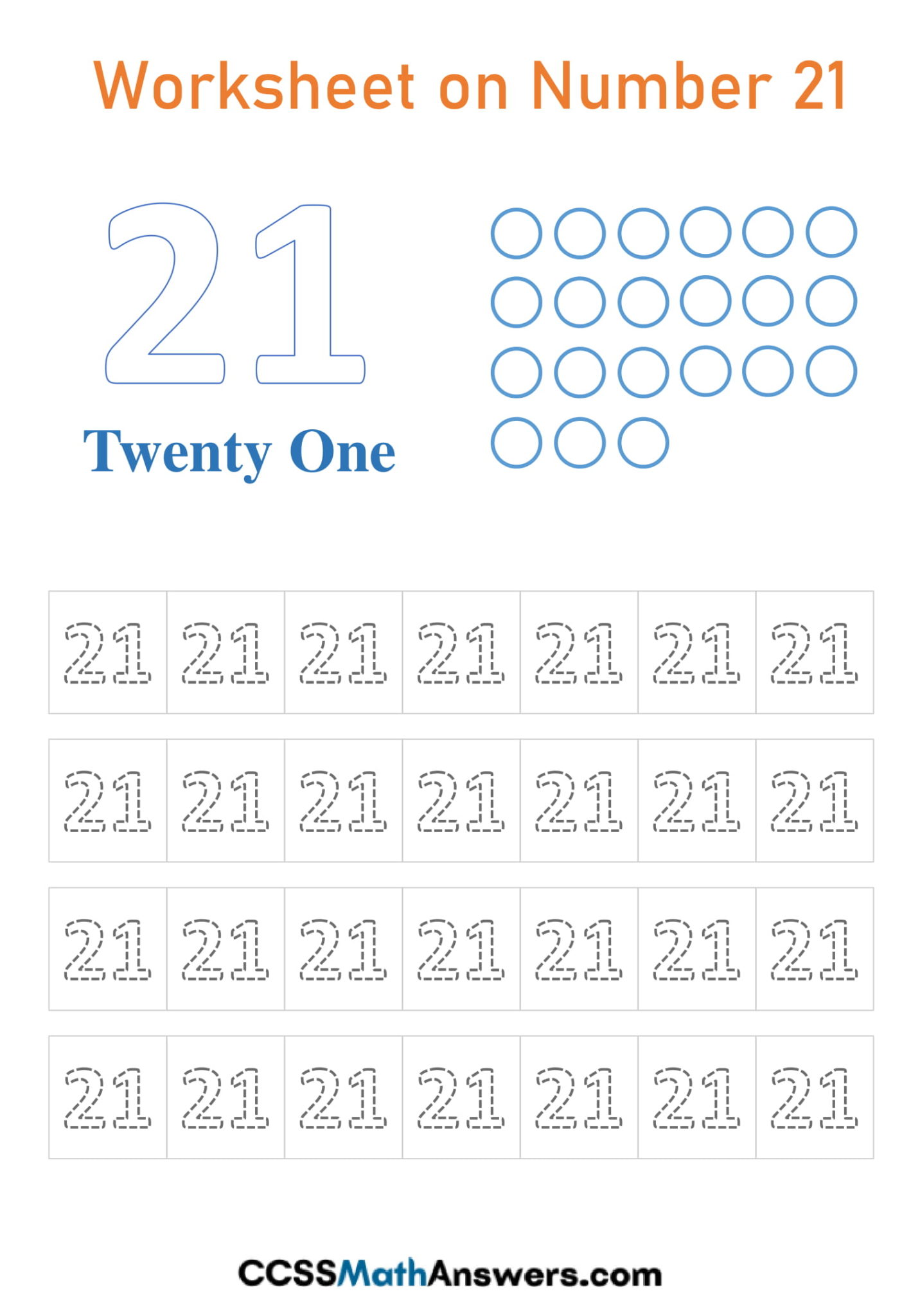 Free Printable Number 21 Worksheets For 3 Years Old