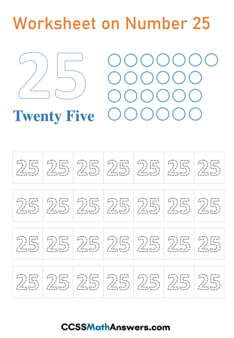 Printable Worksheet On Number 25 Kindergarten Number Twenty Five Counting Tracing Activity