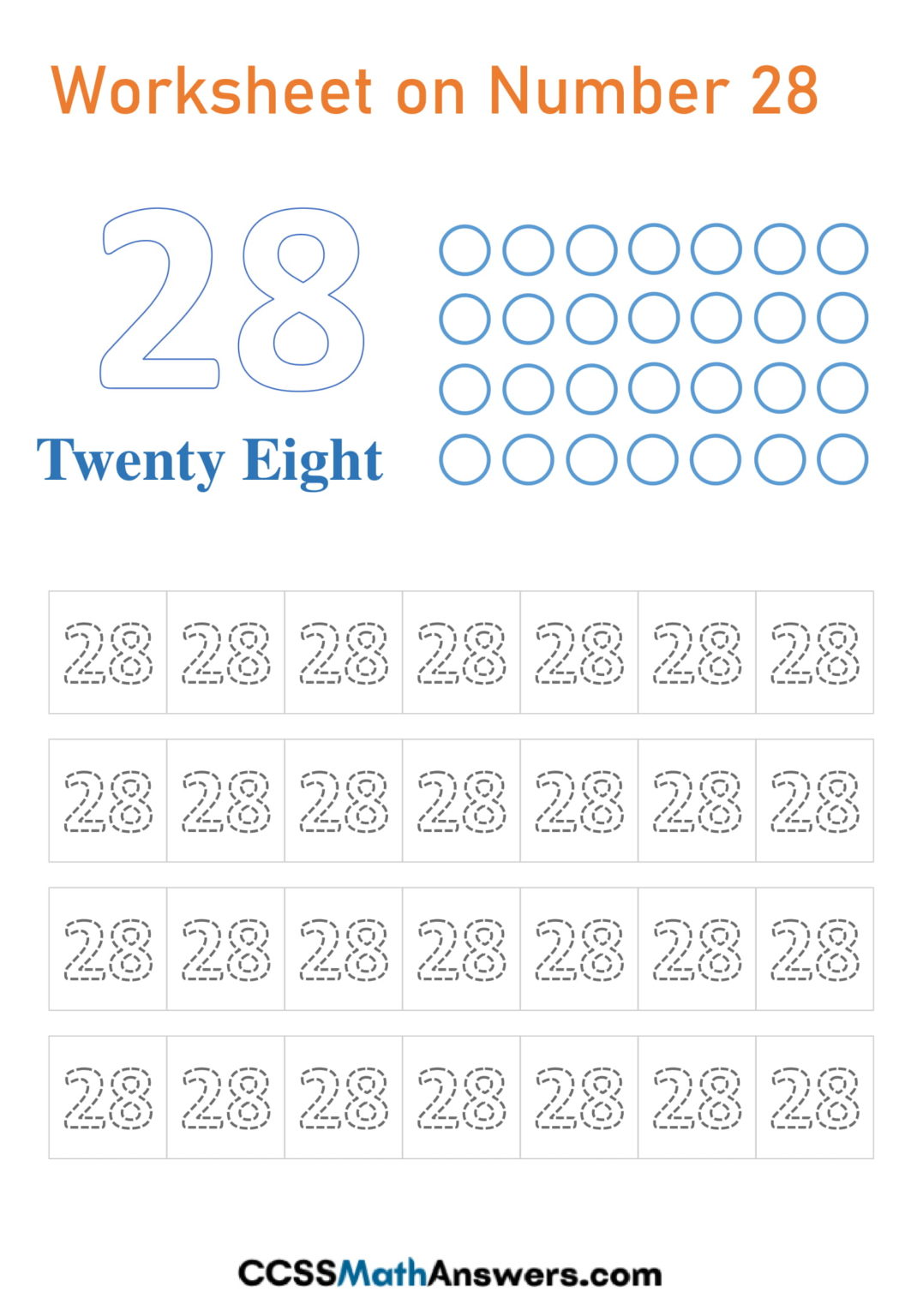 Worksheet on Number 28 | Free Printable Number 28 Writing, Counting