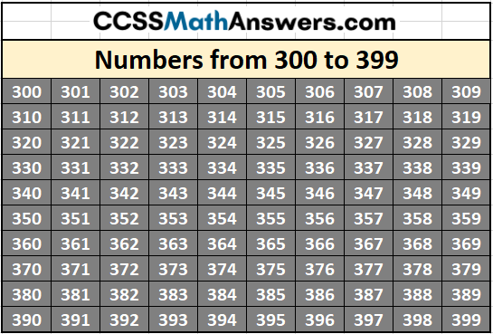 Numbers from 300 to 399