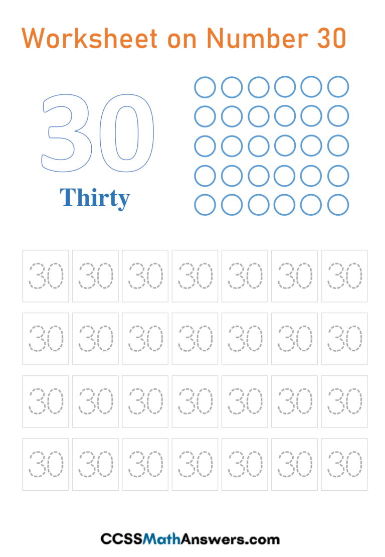 Worksheet On Number 30 Printable Number 30 Tracing Counting Writing Activity Worksheets