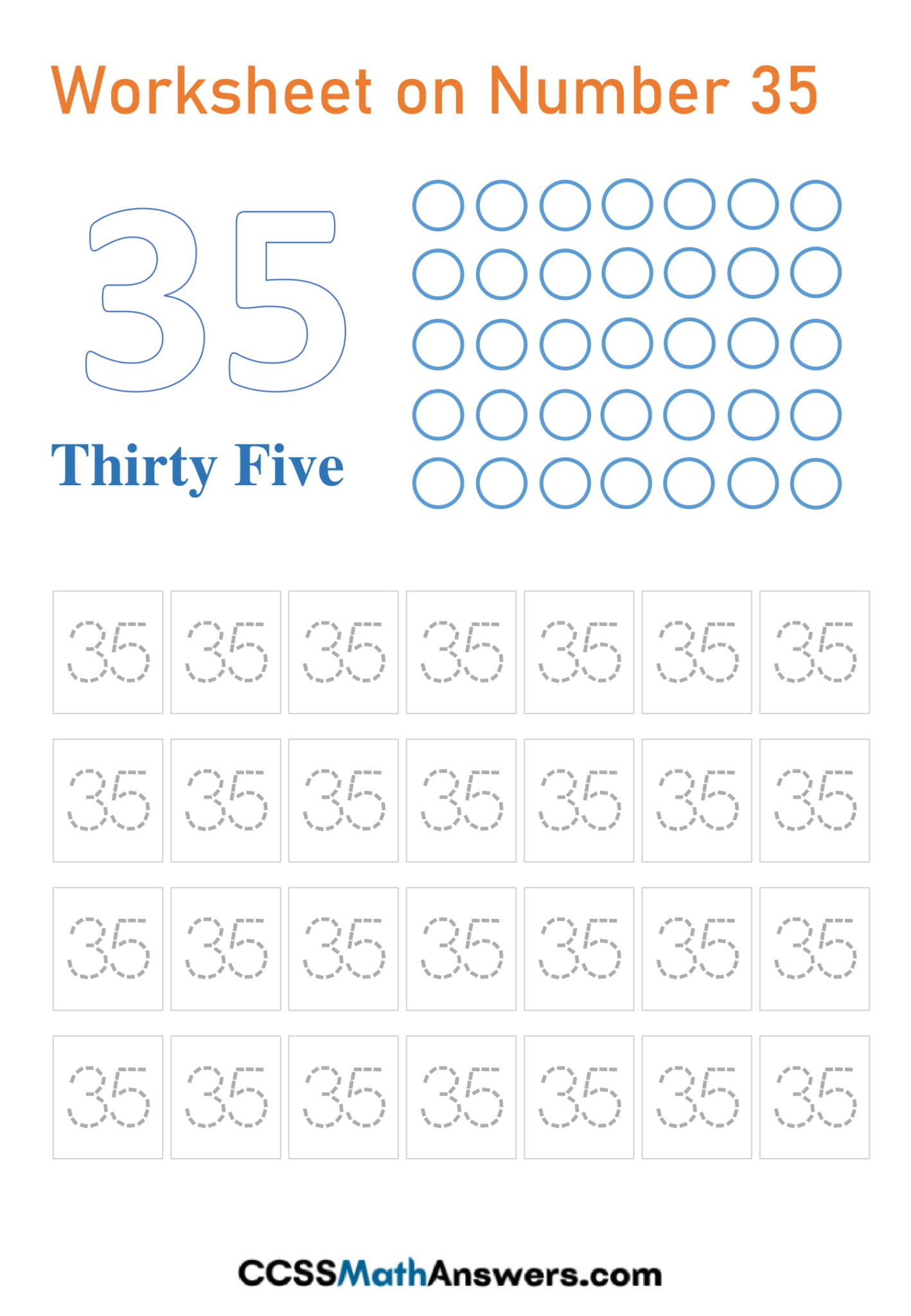 Worksheet On Number 35 Free Printable Tracing Counting Recognition Activities On Number 35