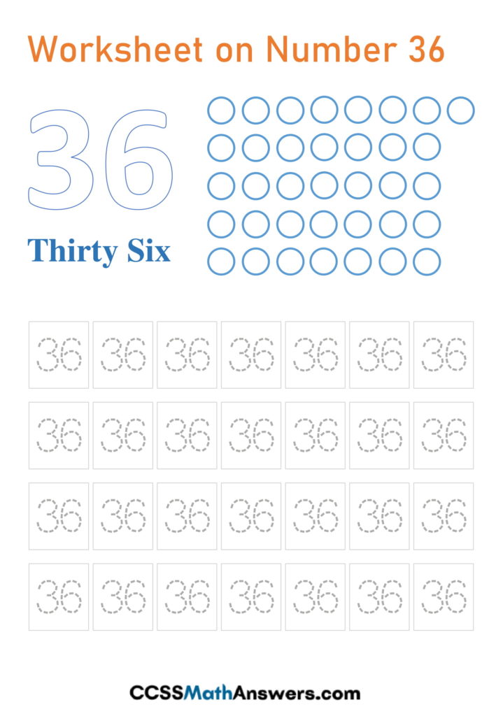 Worksheet on Number 36 | Tracing, Counting, Identification Math