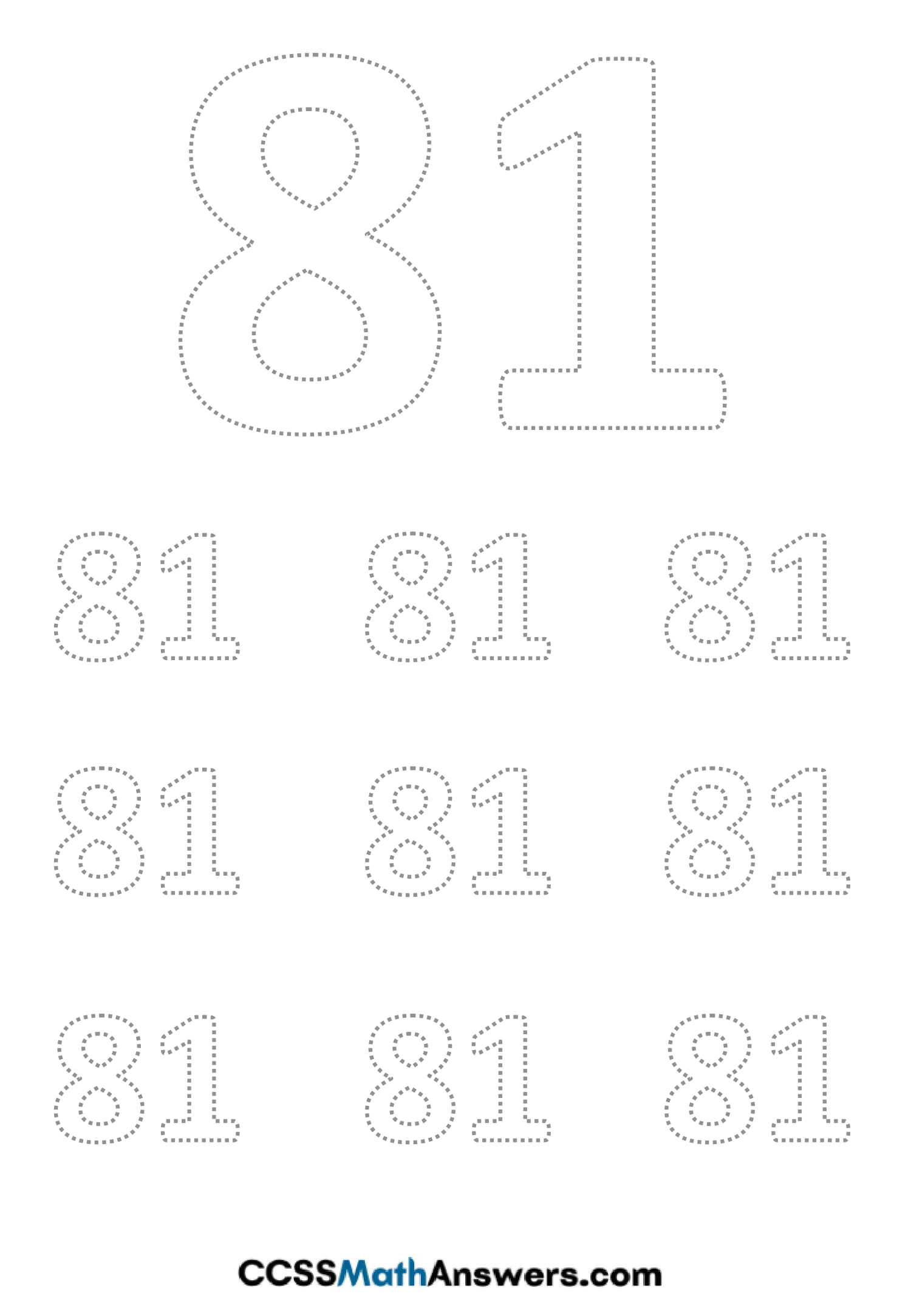 Worksheet on Number Eighty One