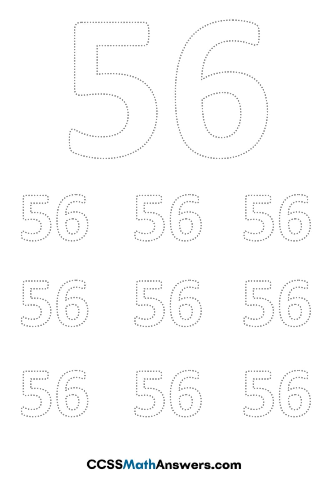 Worksheet On Number 56 Printable Number 56 Tracing Writing Counting Activity Worksheets