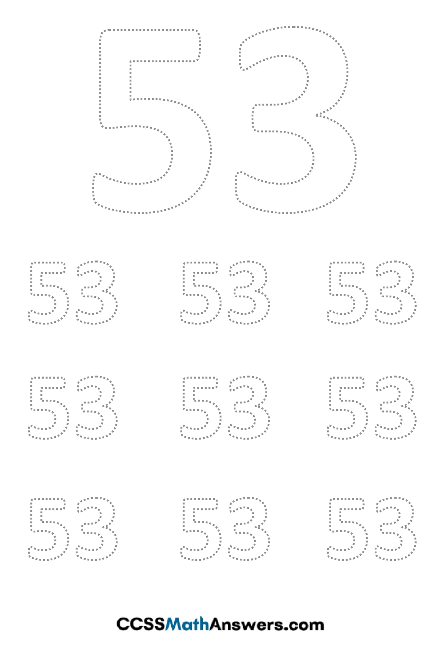 Worksheet on Number Fifty Three