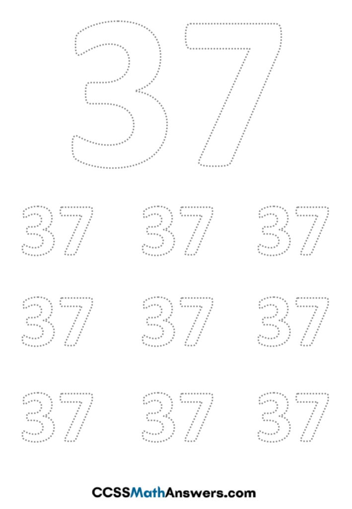 Worksheet On Number 37 Free Printable Number 37 Writing Tracing Recognition Activities