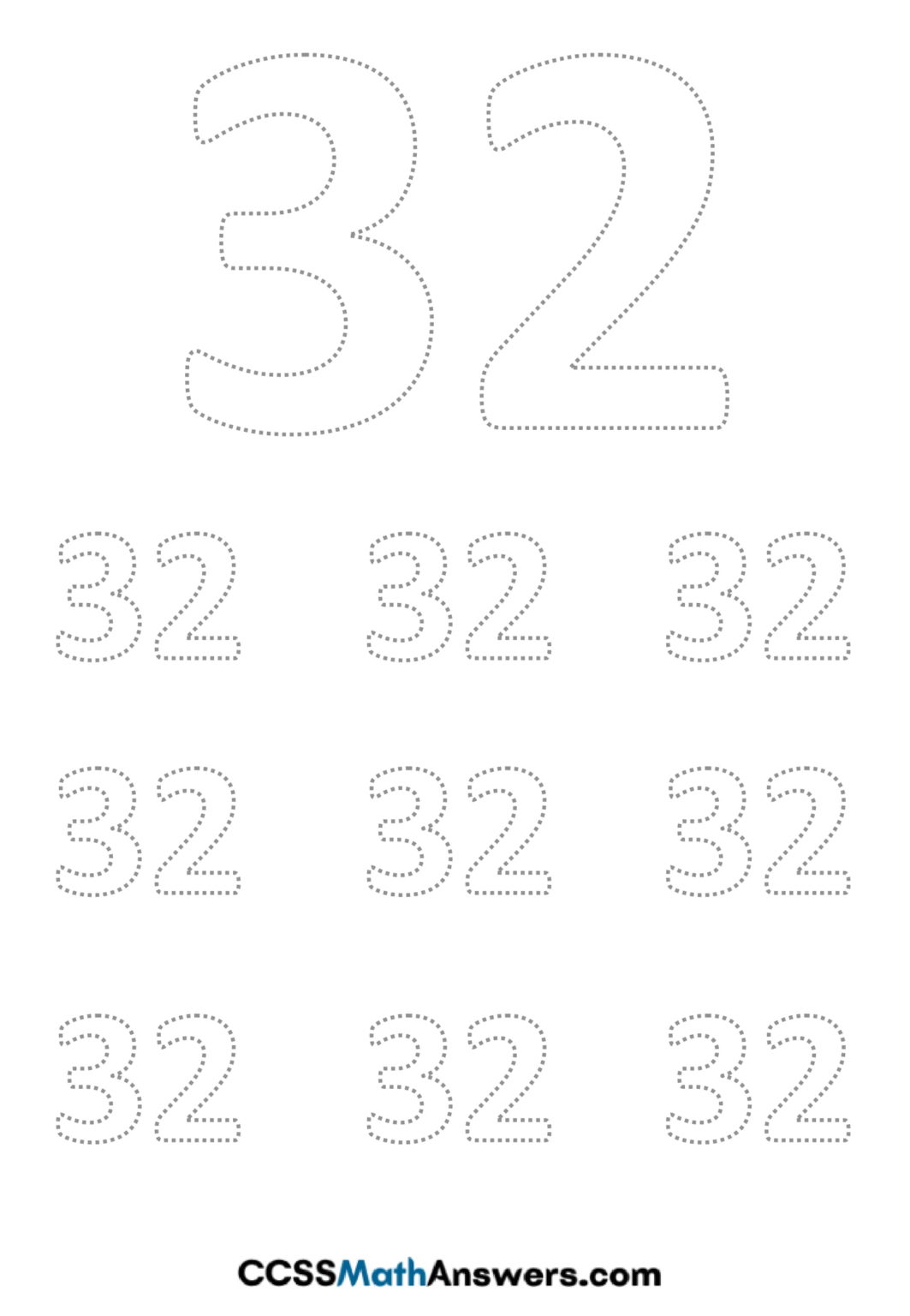 Worksheet On Number 32 Number 32 Tracing Counting Identification Activities For Kindergarten