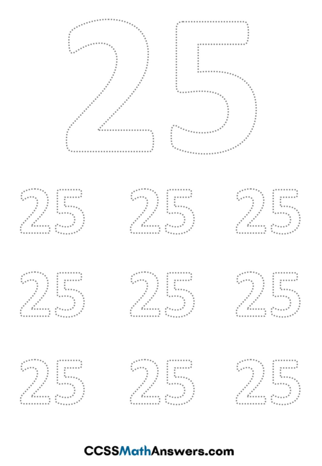 Printable Worksheet on Number 25 | Kindergarten Number Twenty Five