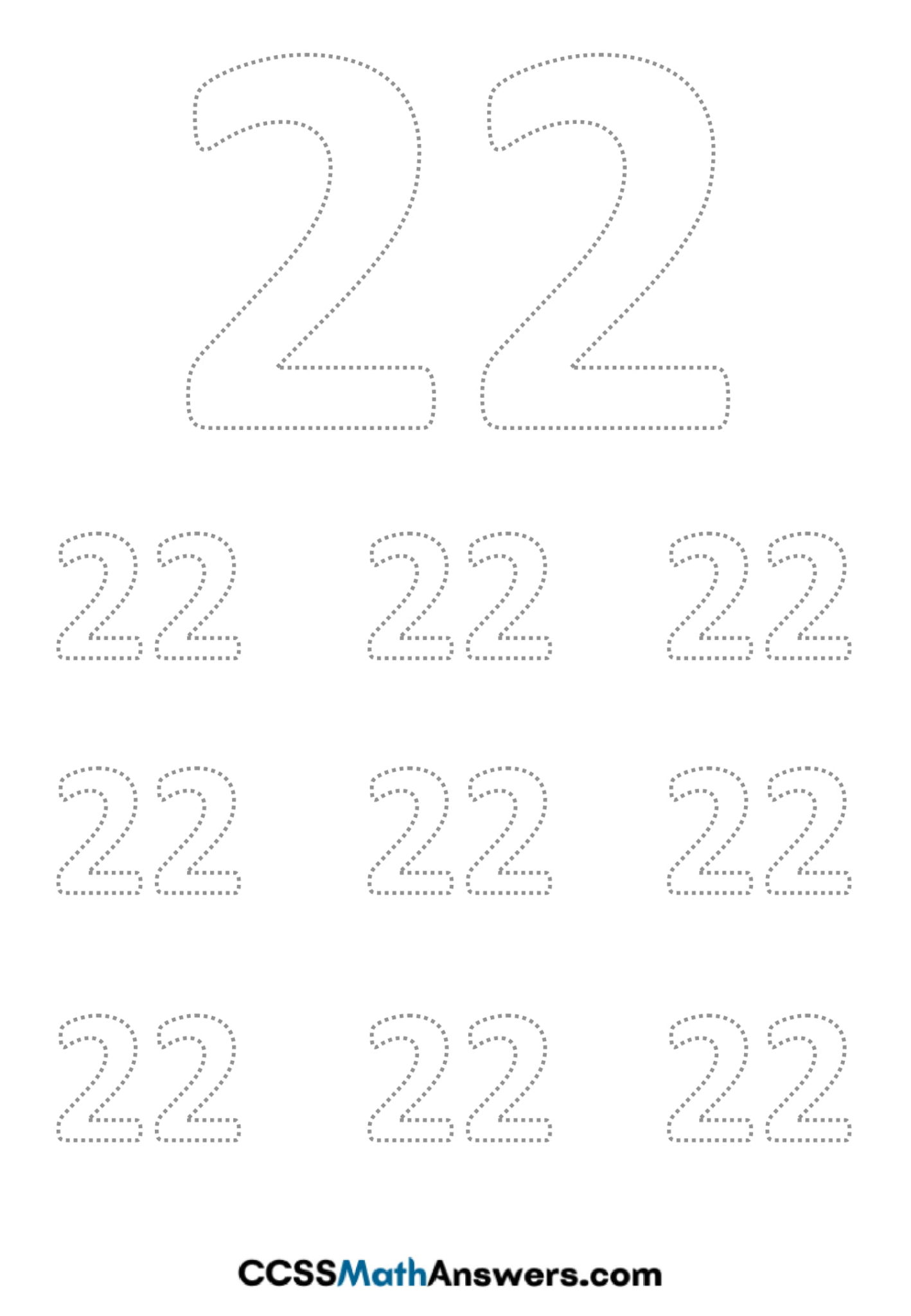 Worksheet On Number 22 Free Printable Number 22 Tracing Counting Activity Worksheets For 