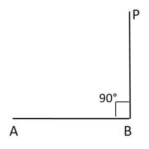 Example of perpendicular line by protractor