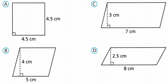 HMH Into Math Grade 6 Module 12 Lesson 1 Answer Key Develop and Use the Formula for Area of Parallelograms 23