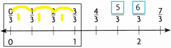 Into Math Grade 3 Module 13 Lesson 6 Answer Key Represent and Name Fractions Greater Than 1 q2.1