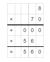 Multiplication of 8 and 70