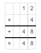 Multiplication of 12 and 4