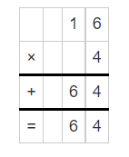 Multiplication of 16 and 4