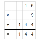 Multiplication of 16 and 9