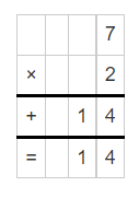 Multiplication of 2 and 7