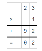 Multiplication of 23 and 4