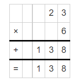 Multiplication of 23 and 6