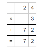 Multiplication of 24 and 3
