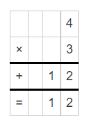Multiplication of 4 and 3