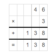 Multiplication of 46 and 3