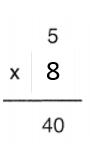 Multiplication of 5 and 8