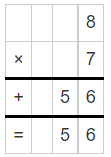 Multiplication of 8 and 7