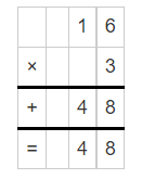 Multiplication of 16 and 3