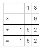 Multiplication of 18 and 9