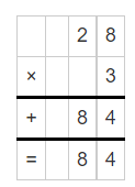 Multiplication of 28 and 3
