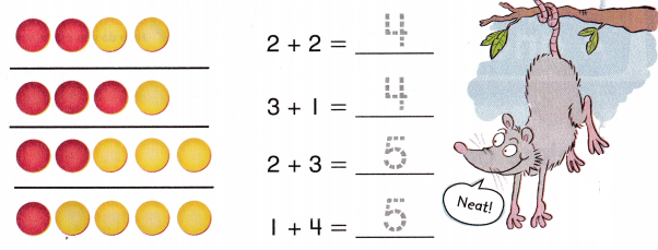 McGraw Hill My Math Grade 1 Chapter 1 Lesson 7 Answer Key Ways to Make 4 and 5 3