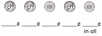 McGraw Hill My Math Grade 1 Chapter 5 Lesson 3 Answer Key Count by Tens Using Dimes 10