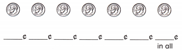 McGraw Hill My Math Grade 1 Chapter 5 Lesson 3 Answer Key Count by Tens Using Dimes 14