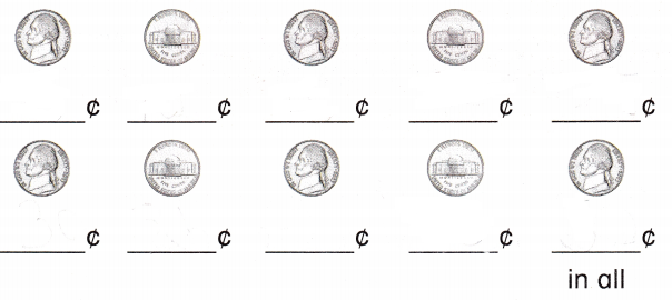 McGraw Hill My Math Grade 1 Chapter 5 Lesson 9 Answer Key Count by Fives Using Nickels 12